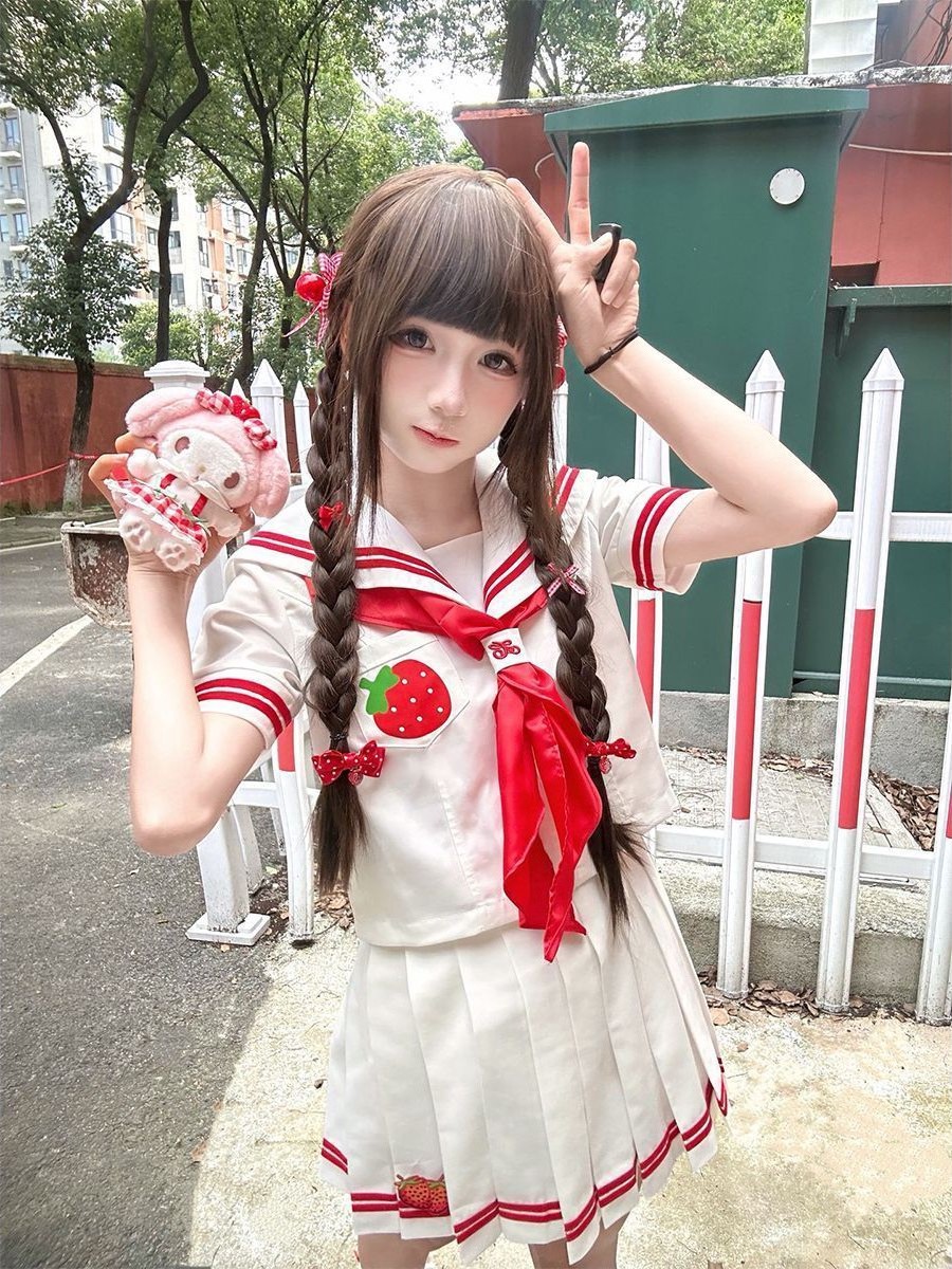 Embroidery Uniform - Cute Strawberry Embroidery Japanese Style Sailor