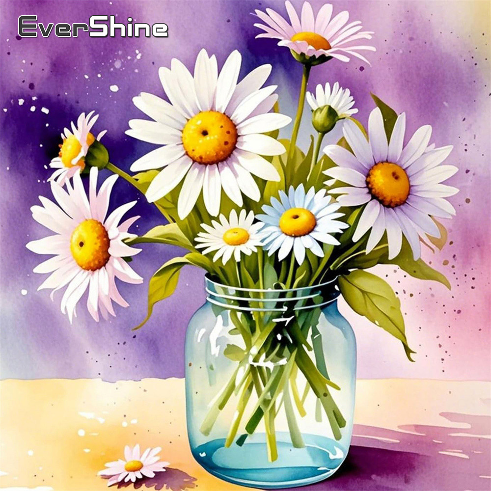 Embroidery Daisy Flower - Evershine Diamond Embroidery Flower Picture Of
