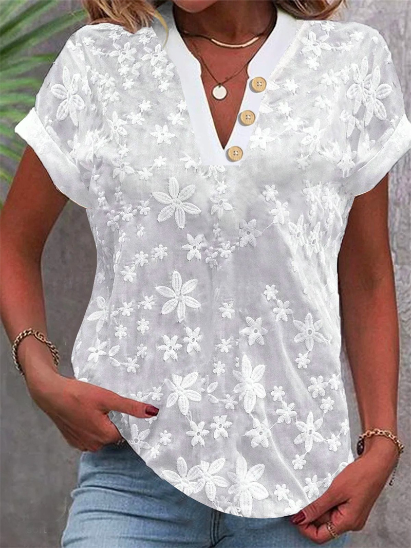 Summer Women White Floral Embr - огляд і ціна Embroidery Uniform