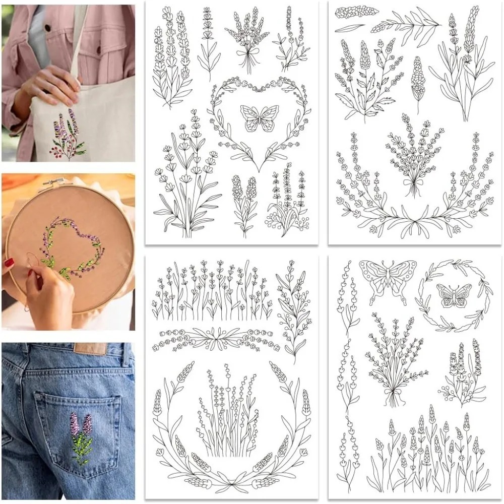 4 Sheets Lavender Flower Butte - огляд і ціна Embroidery Cloth