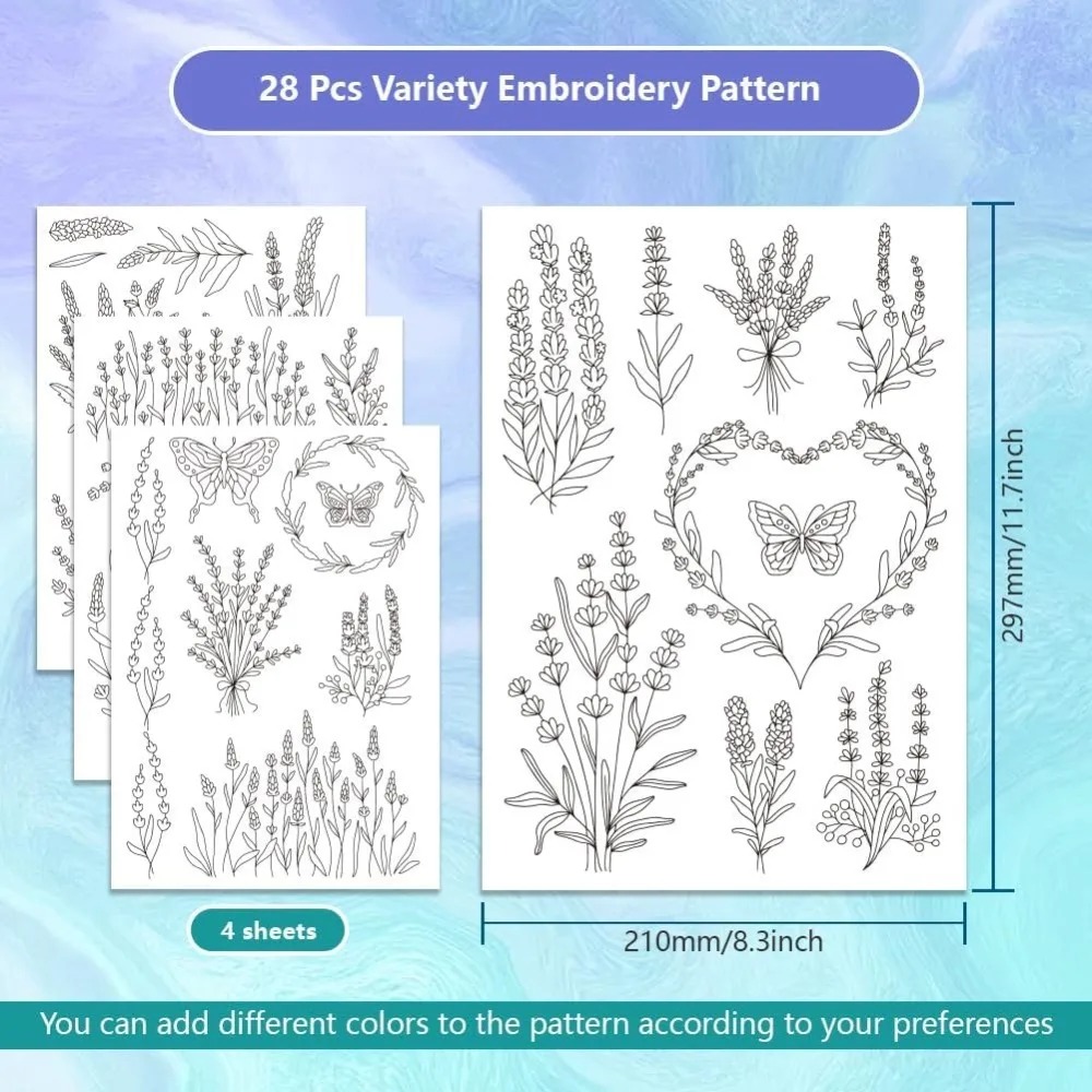4 Sheets Lavender Flower Butte - огляд і ціна Embroidery Cloth