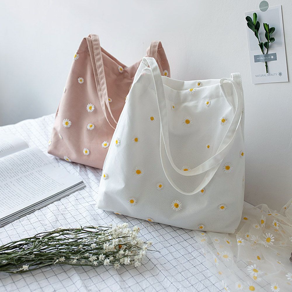 Women Canvas Bags Girls Shoppi - огляд і ціна Embroidery Daisy Flower