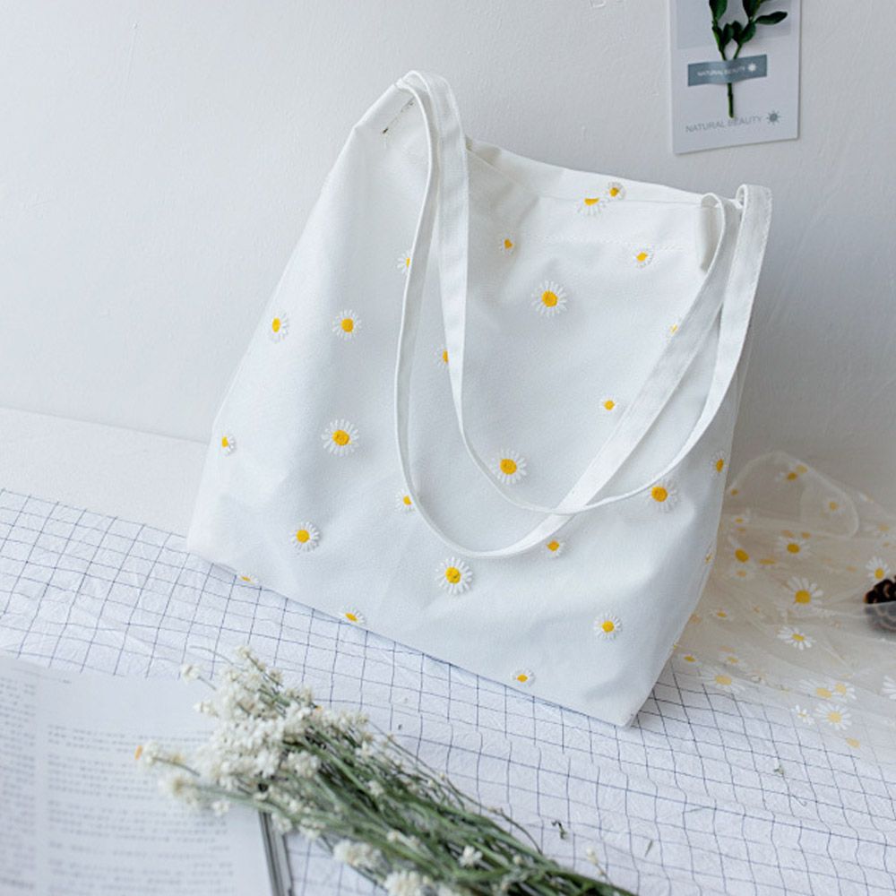Women Canvas Bags Girls Shoppi - огляд і ціна Embroidery Daisy Flower