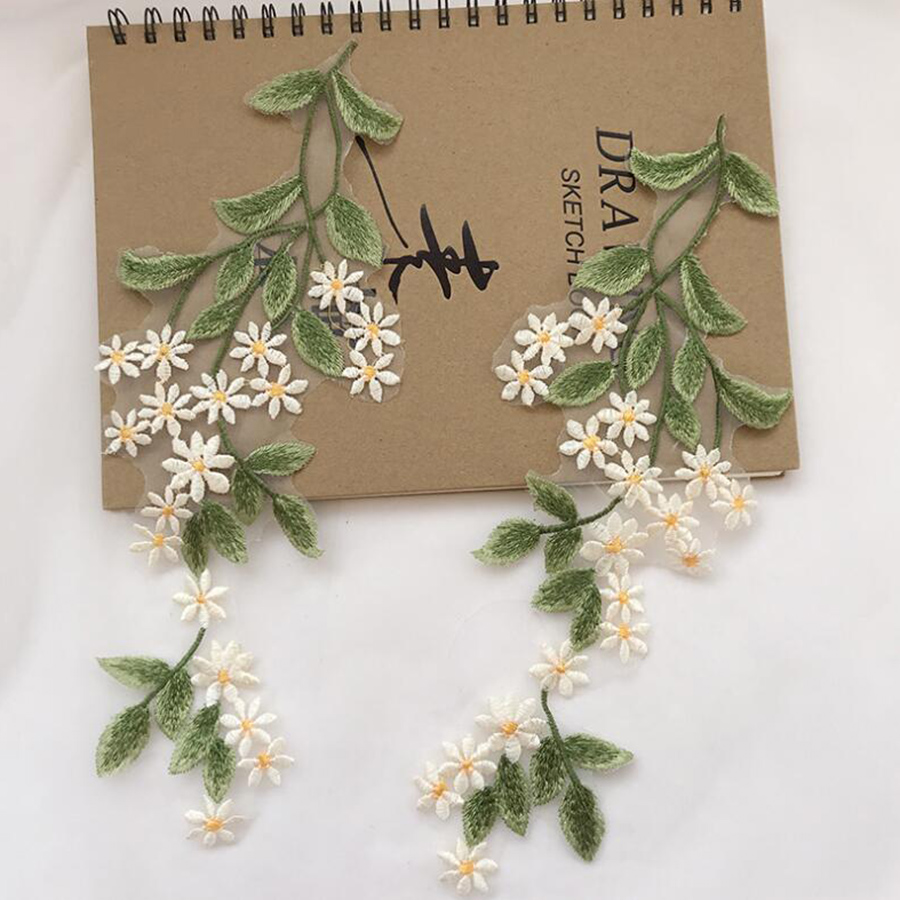 1Pairs Green Leaf Daisy Flower - огляд і ціна Embroidery Daisy Flower