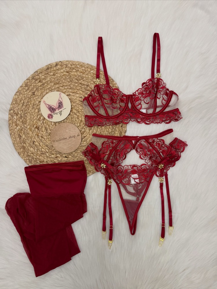 Women's Burgundy Lace Lingerie - огляд і ціна Embroidery Underwear