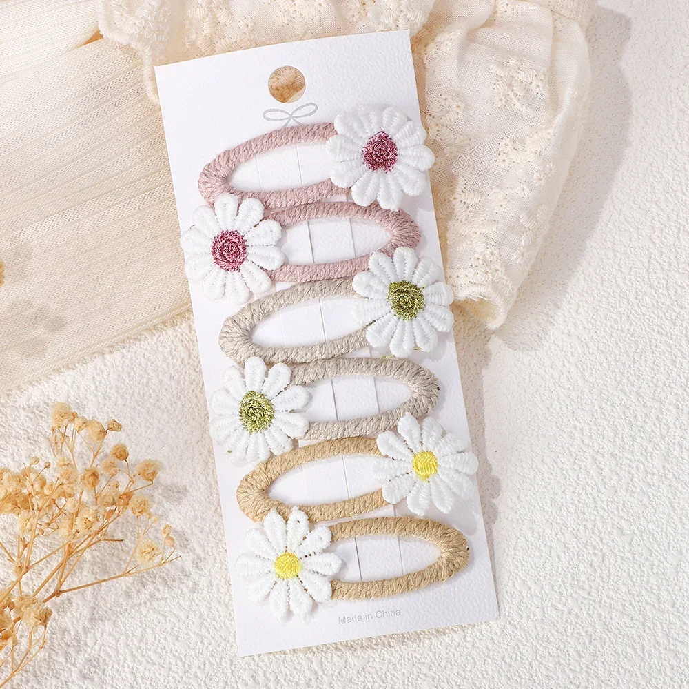 6PCS Cute Daisy Flower Hair Cl - огляд і ціна Embroidery Daisy Flower
